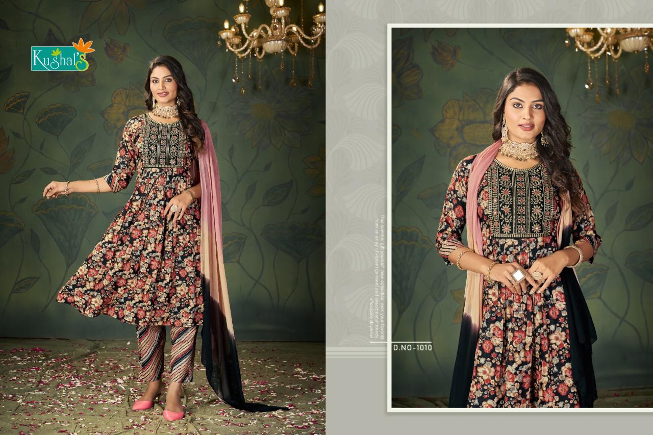 Kushals By Noor Rayon Printed Kurti With Bottom Dupatta Catalog